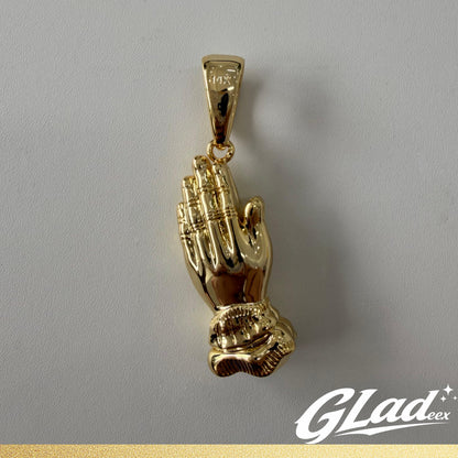 Gladeex 14K Gold Plated Praying Hands Pendant for Men and Women, Elegant Design, Perfect for Daily Wear and Special Occasions - ewoptyappy