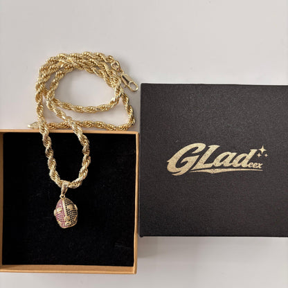 GLADEEX 14K Gold Plated Elegua Pendant Necklace, Red Black Orisha Face Charm with Rope Chain, Yoruba Santeria Ifa Inspired Jewelry for Men and Women - ewoptyappy