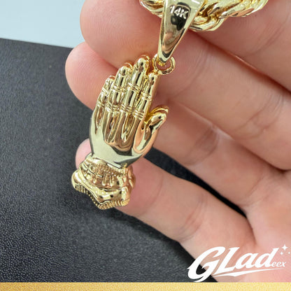 Gladeex 14K Gold Plated Praying Hands Pendant for Men and Women, Elegant Design, Perfect for Daily Wear and Special Occasions - ewoptyappy