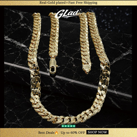 8mm 14K gold plated Miami Cuban link chain on black marble