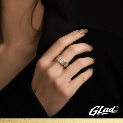 GLADEEX 14K Gold-Plated Lord’s Prayer Ring for Men & Women, Titanium Steel Cross Scripture Ring, Waterproof & Scratch-Resistant Christian Faith Jewelry - ewoptyappy