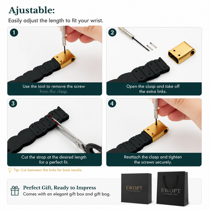 Four-step guide for adjusting the length of a silicone bracelet clasp